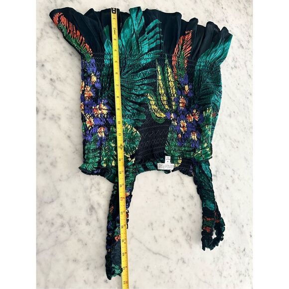 Patrons of leave tropical peplum rouched tank top -sz medium - Picture 6 of 6